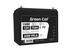 Green Cell® Batterie AGM 12V 75Ah accumulateur au Gel Photovoltaïque Caravane Energie Solaire