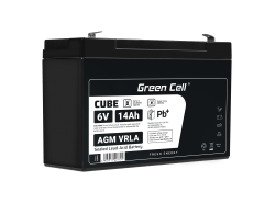 Green Cell® Batterie AGM 6V 14Ah accumulateur au Gel Jouets Installations d'alarme Véhicules pour enfants