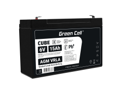 AGM Batería Gel Plomb 6V 15Ah Sans entretien Green Cell pour l'alarme et l'éclairage