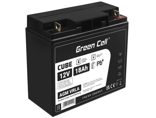 Green Cell® Batterie AGM 12V 18Ah accumulateur au Gel tondeuse scooter bateau de pêche Tracteur à gazon