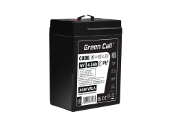 Green Cell CUBE AGM IP54 Batterie 6V 4.5Ah VRLA pour Jouets d'alarme UPS SAI Éclairage de secours