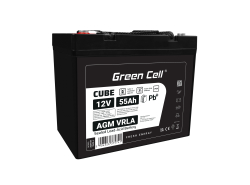 Green Cell CUBE AGM IP54 Batterie 12V 55Ah VRLA pour tondeuse scooter bateau de pêche Tracteur à gazon