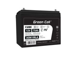 Green Cell CUBE AGM IP54 Batterie 12V 75Ah VRLA pour Photovoltaïque Caravane Energie Solaire