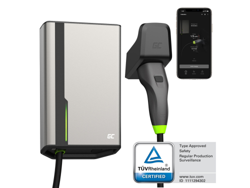 Greencell HabuDen Wallbox 11kW 22kW 32A 7,5m Câble Type 2 Station de Recharge pour Voitures Électriques GC App Bluetooth WiFi