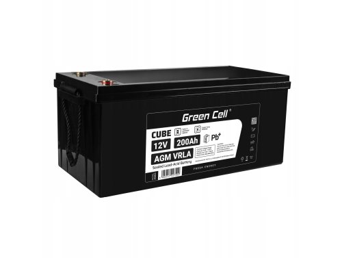 Green Cell AGM VRLA 12V 200Ah batterie sans entretien pour camping-car, photovoltaïque, panneaux solaires, bateaux.