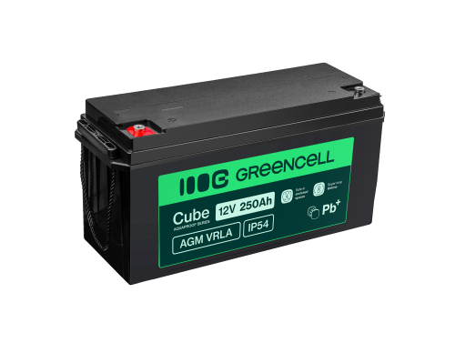 Green Cell Cube AGM VRLA IP54 12V 250Ah batterie sans entretien pour camping-car, photovoltaïque, panneaux solaires, bateau