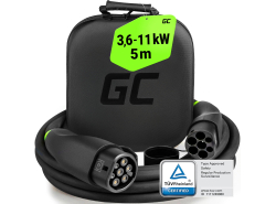 Green Cell Snap Type 2 EV Câble 11kW 5m pour Tesla Model 3 S X Y, Peugeot e-208, Renault Megane E-Tech, ZOE, Fiat 500e