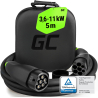 Green Cell Snap Type 2 EV Câble 11kW 5m pour Tesla Model 3 S X Y, Peugeot e-208, Renault Megane E-Tech, ZOE, Fiat 500e