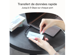 Adaptateur Basic HUB Greencell USB-C 4in1 (4×USB-A 3.0) – transfert rapide jusqu'à 5 Gb/s, boîtier en aluminium