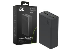 Greencell PowerPlay 30 - powerbank noir de 30 000mAh, 22,5W, 4 ports