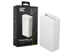 Greencell PowerPlay 30 - powerbank blanc de 30 000mAh, 22,5W, 4 ports