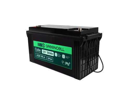 Greencell AGM VRLA 12V 120Ah batterie sans entretien pour bateaux, photovoltaïque, panneaux solaires (173x406x233mm)