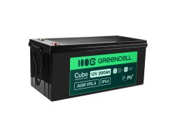 Greencell AGM VRLA 12V 200Ah accumulateur sans entretien pour bateaux de panneaux solaires (240x522x226mm)
