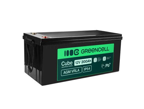 Greencell AGM VRLA 12V 200Ah accumulateur sans entretien pour bateaux de panneaux solaires (240x522x226mm)