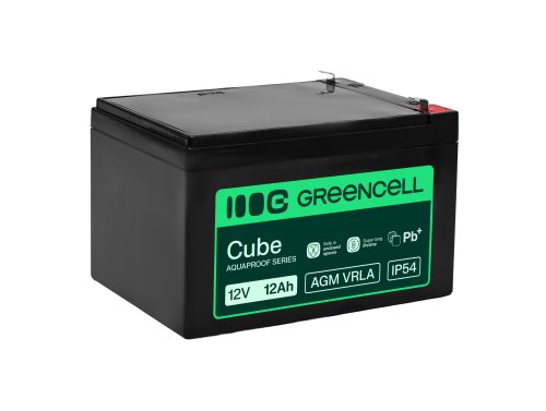 Batterie Greencell AGM VRLA 12V 12Ah sans entretien pour caisse enregistreuse, jouets, caméras (151x98.5x95mm)