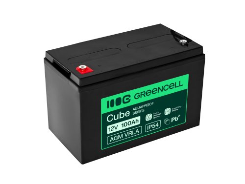 Greencell AGM VRLA 12V 100Ah accumulateur sans entretien pour alimentations UPS, balances, camping-cars (332x175x220mm)