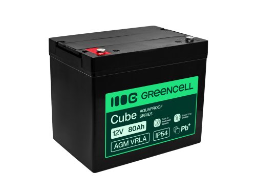 Greencell AGM VRLA 12V 80Ah accumulateur sans entretien pour alimentation UPS, balance, camping-car (260x168x216mm)