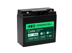 Greencell AGM VRLA 12V 18Ah accumulateur sans entretien pour caisse enregistreuse, jouets, caméras (181x77x167mm)