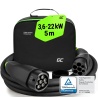 GC Snap Type 2 EV Câble 11kW / 22kW 5m pour Tesla Model 3 S X Y, Peugeot e-208, Renault Megane E-Tech, ZOE, Fiat 500e, Kia EV6