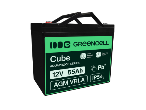 Green Cell CUBE AGM IP54 Batterie 12V 55Ah VRLA pour tondeuse scooter bateau de pêche Tracteur à gazon