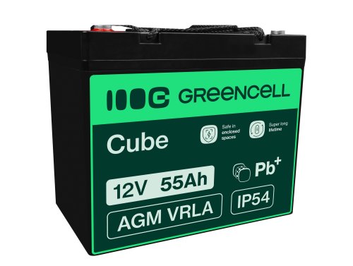 Green Cell® Batterie AGM 12V 55Ah accumulateur au Gel tondeuse scooter bateau de pêche Tracteur à gazon