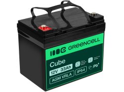 Green Cell® Batterie AGM 12V 33Ah accumulateur au Gel Photovoltaïque Caravane Energie Solaire