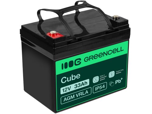 Green Cell® Batterie AGM 12V 33Ah accumulateur au Gel Photovoltaïque Caravane Energie Solaire