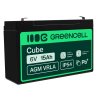 Green Cell® Batterie AGM 6V 15Ah accumulateur au Gel Jouets Installations d'alarme Véhicules pour enfants