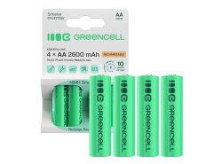 4x Piles AA R6 2600mAh Ni-MH Batteries rechargeables Green Cell