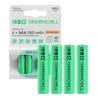 4x Piles AAA R3 950mAh Ni-MH Batteries rechargeables Green Cell