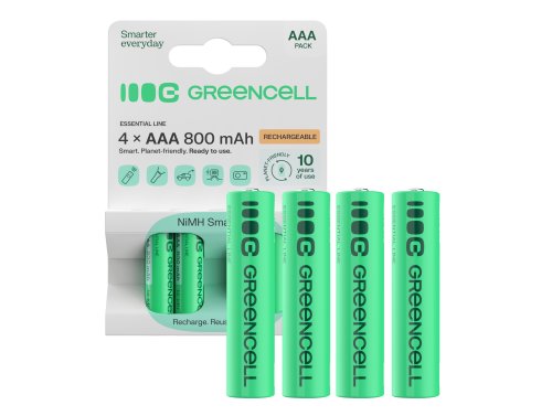 4x Piles AAA R3 800mAh Ni-MH Batteries rechargeables Green Cell
