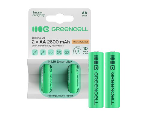 2x Piles AA R6 2600mAh Ni-MH Batteries rechargeables Green Cell