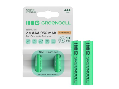 2x Piles AAA R3 950mAh Ni-MH Batteries rechargeables Green Cell