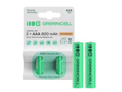 2x Piles AAA R3 800mAh Ni-MH Batteries rechargeables Green Cell