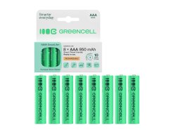 8x Piles AAA R3 950mAh Ni-MH Batteries rechargeables Green Cell