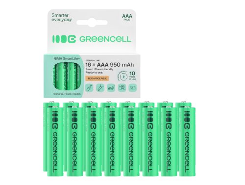 16x Piles AAA R3 950mAh Ni-MH Batteries rechargeables Green Cell