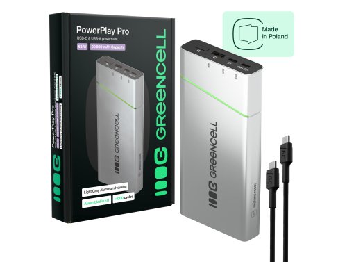 Powerbank Greencell PowerPlay Pro 20800mAh 65W – charge rapide, PD, Ultra Charge, fabriqué en Pologne